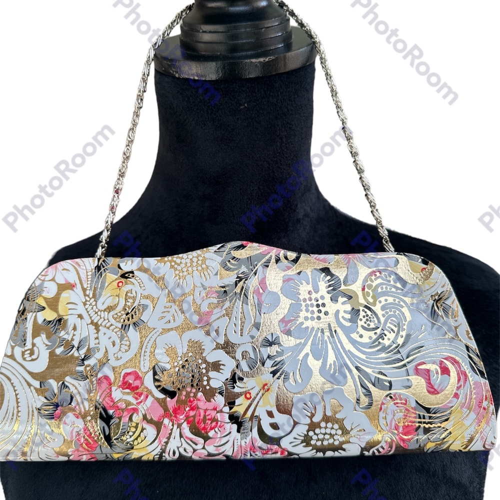 Metallic Floral Mini Shoulder Bag in Pink & Gold